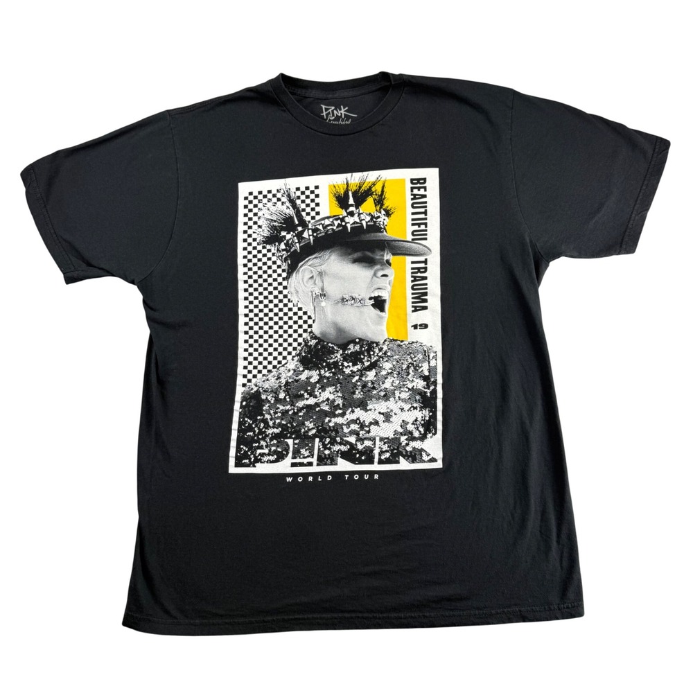 Pink Beautiful Trauma World Tour 2019 Graphic T-Shirt Black XL Concert Women Tee